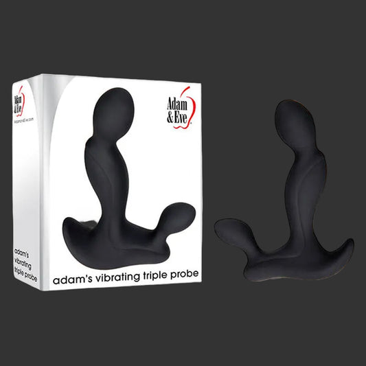 Adam & Eve Adam's Vibrating Triple Probe - Black USB Rechargeable Prostate Massager