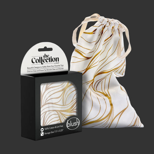 The Collection Embrace - Cotton Toy Storage Bag whit & gold