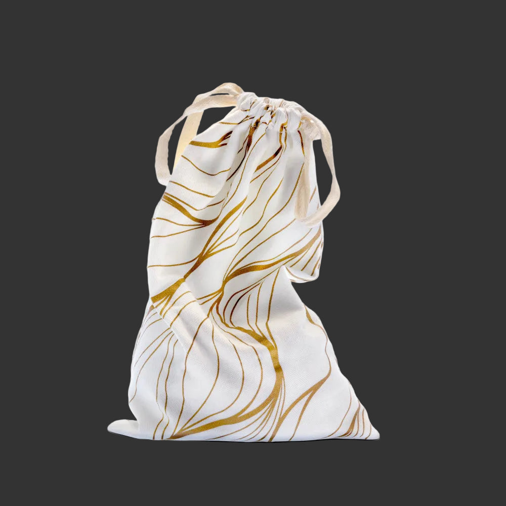 The Collection Embrace - Cotton Toy Storage Bag white & gold