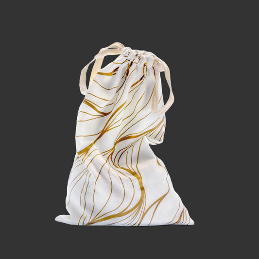 The Collection Embrace - Cotton Toy Storage Bag white & gold