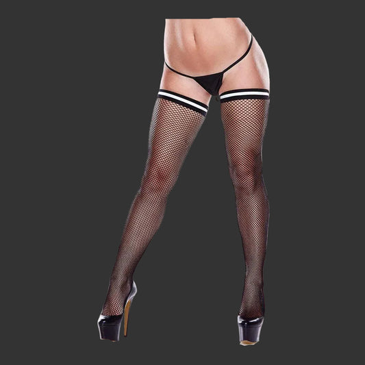 Baci Dreams White Bow Top Fishnet