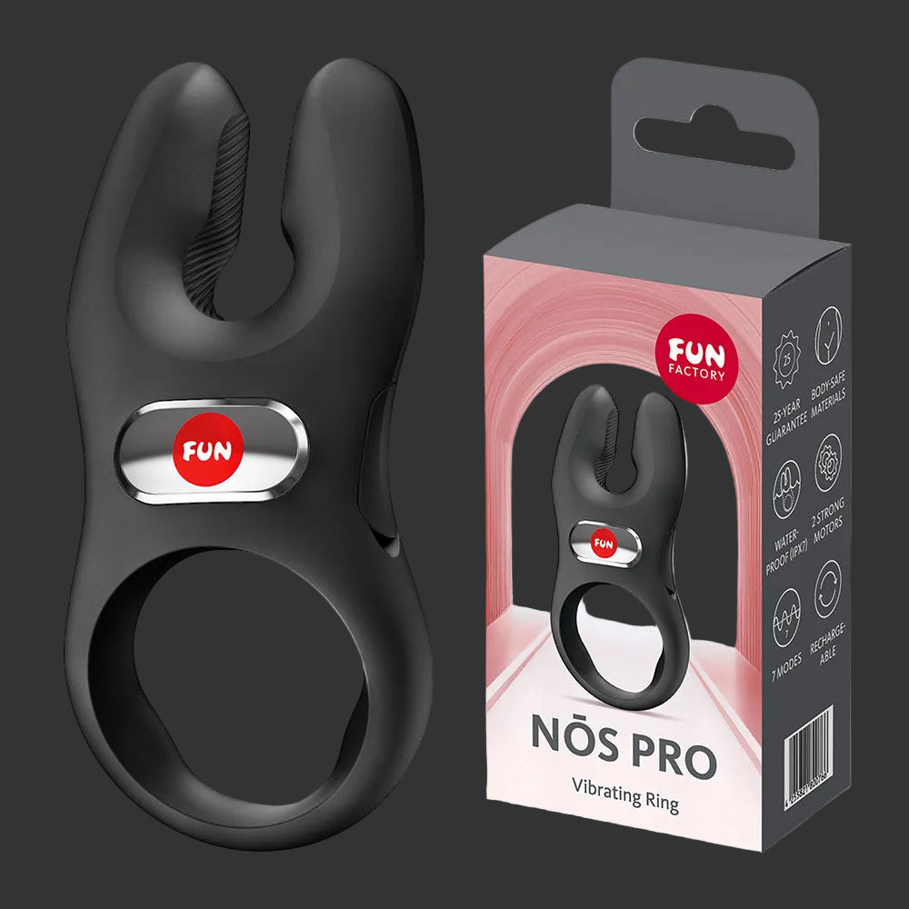 Fun Factory NOS PRO Black - Black USB-C Rechargeable Vibrating Cock Ring