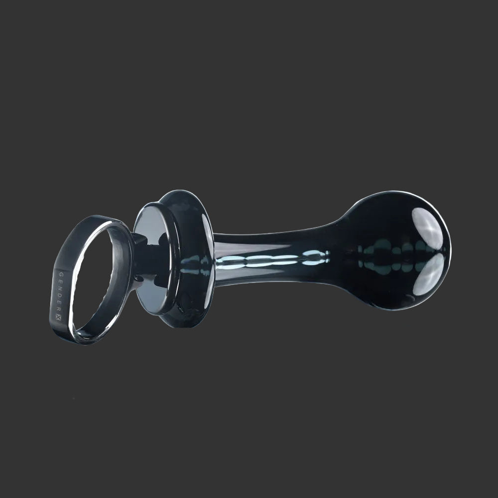 Gender X BLOW POP - Black 12.8 cm Glass Plug with Ring Pull