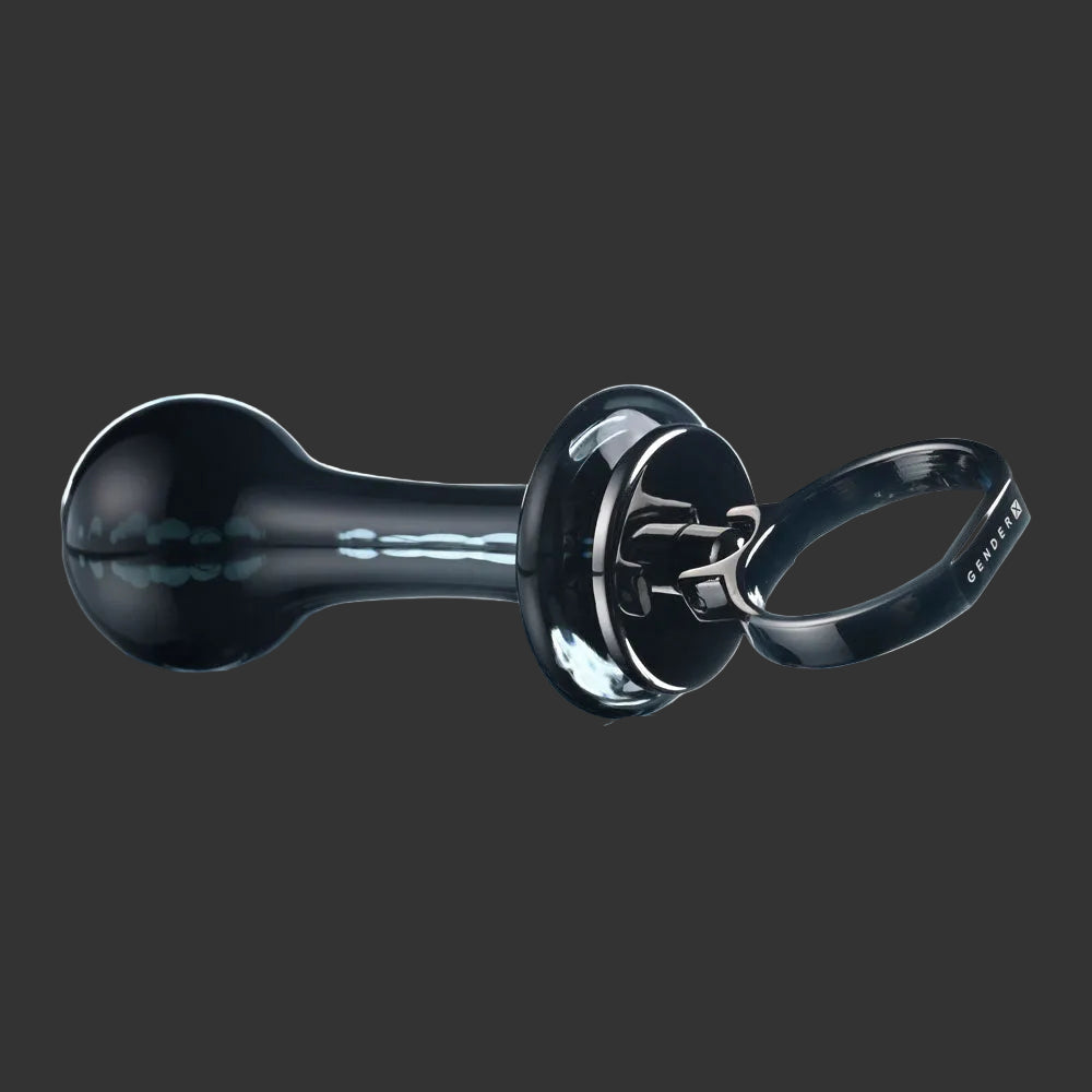 Gender X BLOW POP - Black 12.8 cm Glass Plug with Ring Pull