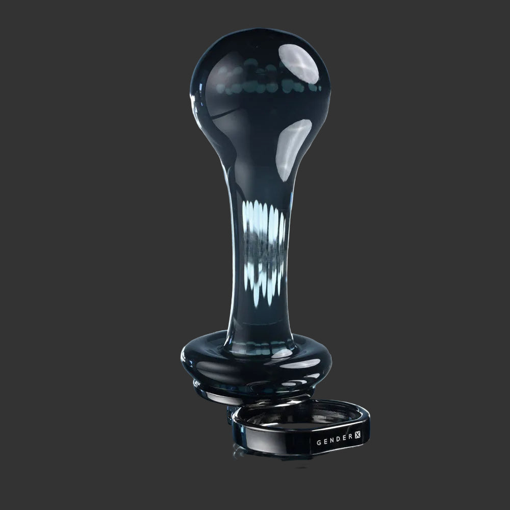 Gender X BLOW POP - Black 12.8 cm Glass Plug with Ring Pull