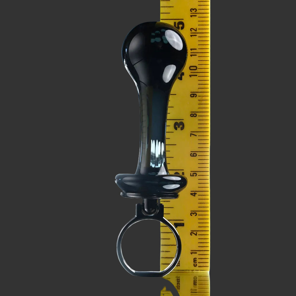 Gender X BLOW POP - Black 12.8 cm Glass Plug with Ring Pull