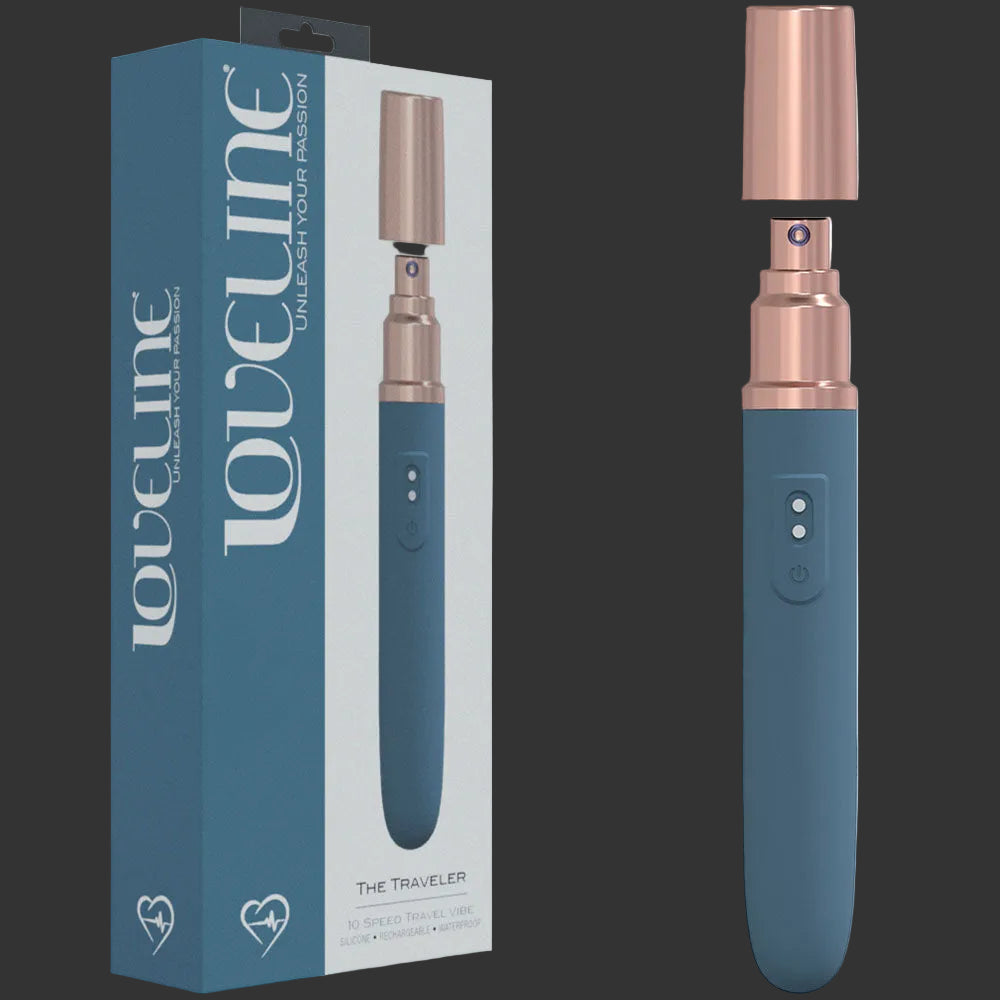 Blue and rose gold Traveler Vib brand 'LOVELUNE'.