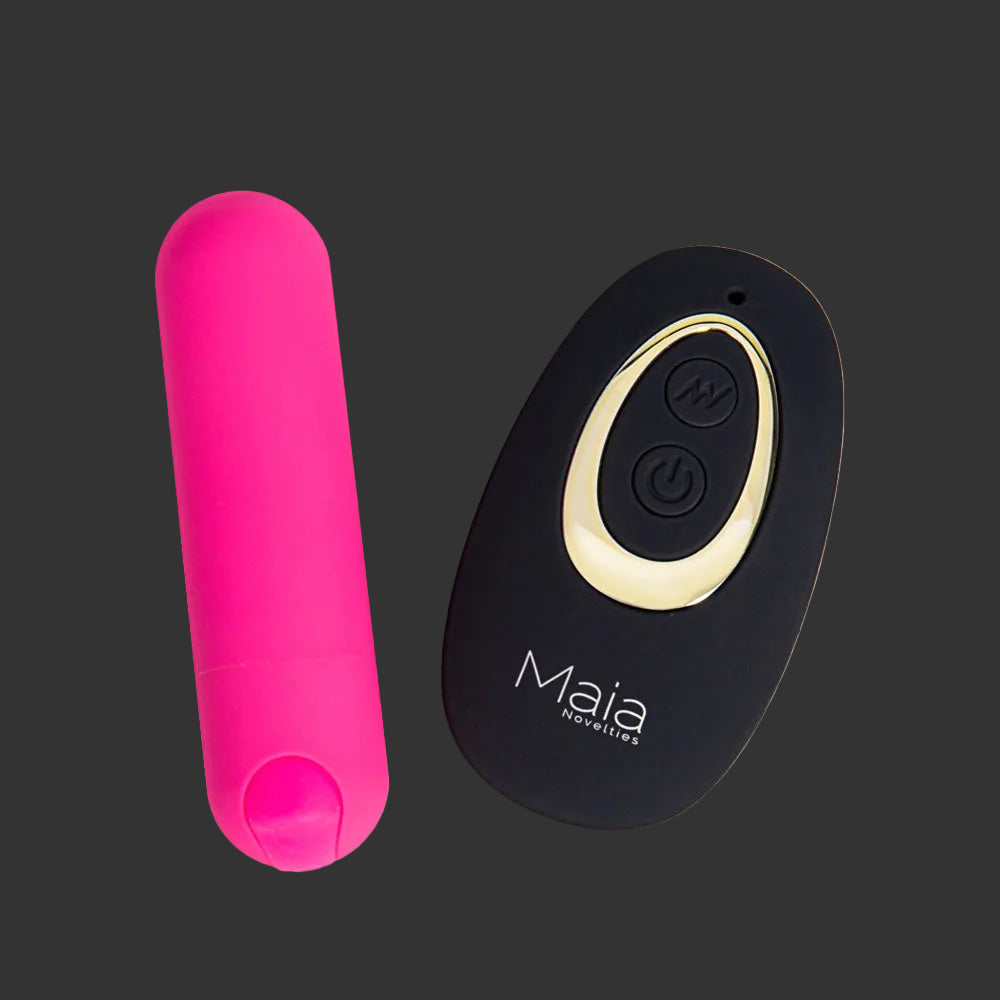 Maia DATE NIGHT PANTY VIBE 
Black S/M Panty with Pink USB Rechargeable Bullet & Remote