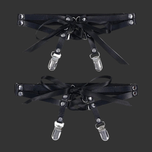 Sex & Mischief Laced Up Garters - Black Garters