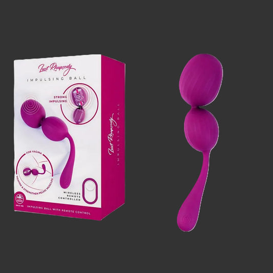 A magenta-purple pulsating ball massager 